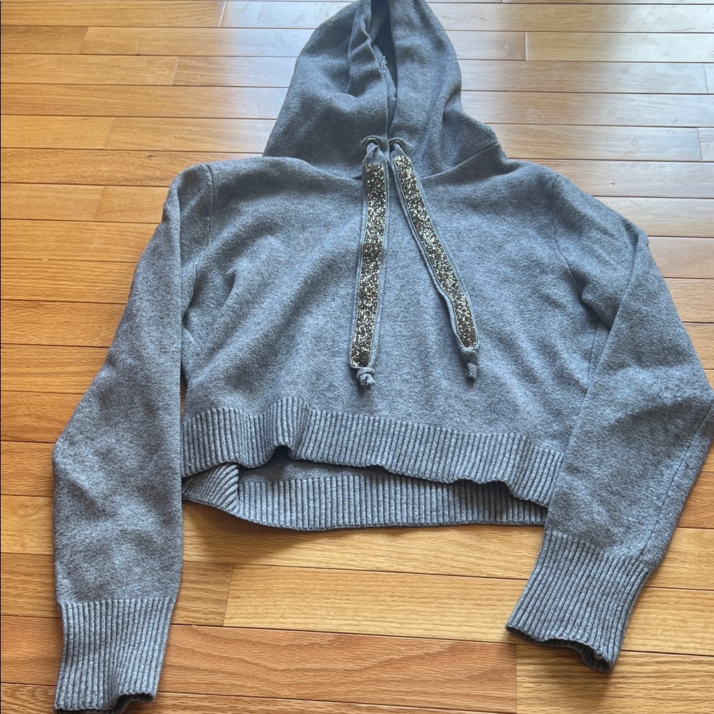 Zara Gray Hoodie with Gold Accents